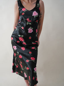 Silky roses 90's dress