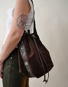 Suede bucket bag