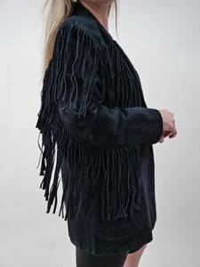 Cowboy fringe suede 80's jacket