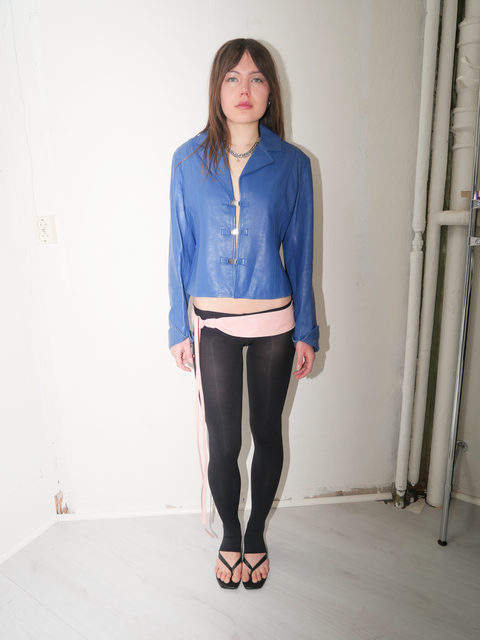 S0104 dusty pink leather wrap belt