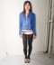 S0105 cobalt blue leather jacket with metal closures