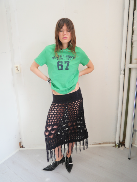 s0127 crochet fringe skirt