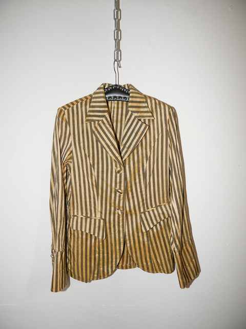 s0102 striped raw silk blazer