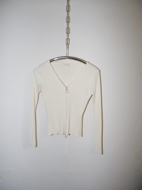 S0149 ribbed double zip viscose top