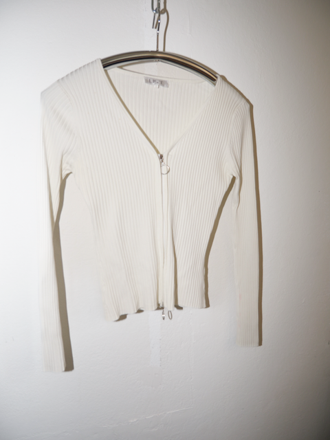 S0149 ribbed double zip viscose top