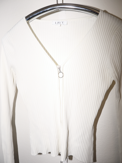 S0149 ribbed double zip viscose top