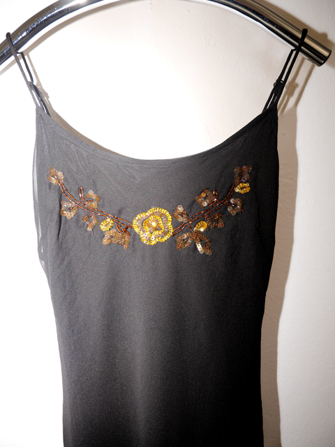 S0148 embellished fringe slip dress