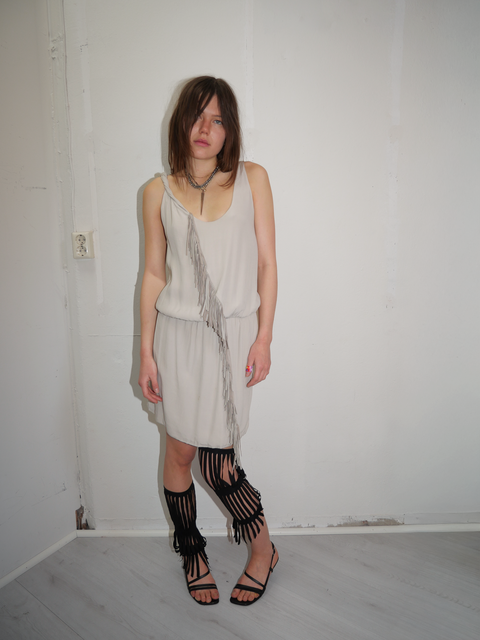 S0159 fringe viscose dress