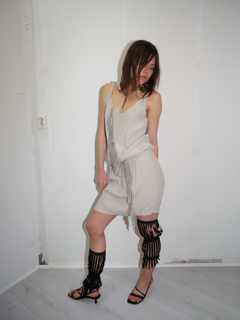 S0159 fringe viscose dress