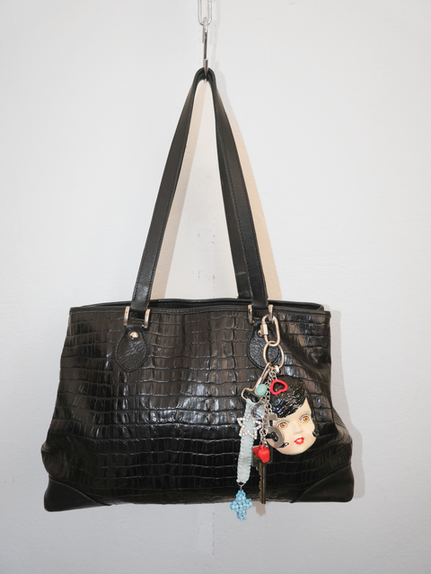 S0166 croco embossed leather tote bag (1990's)