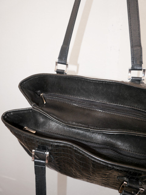 S0166 croco embossed leather tote bag (1990's)