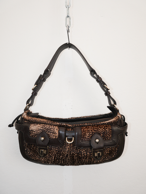 S0169 Hugo Boss fawn pony hair baguette bag