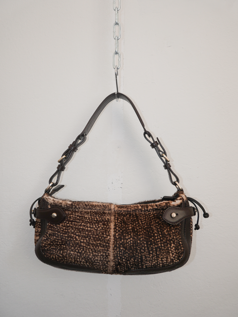 S0169 Hugo Boss fawn pony hair baguette bag
