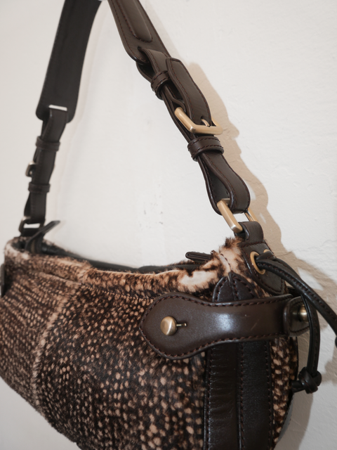 S0169 Hugo Boss fawn pony hair baguette bag