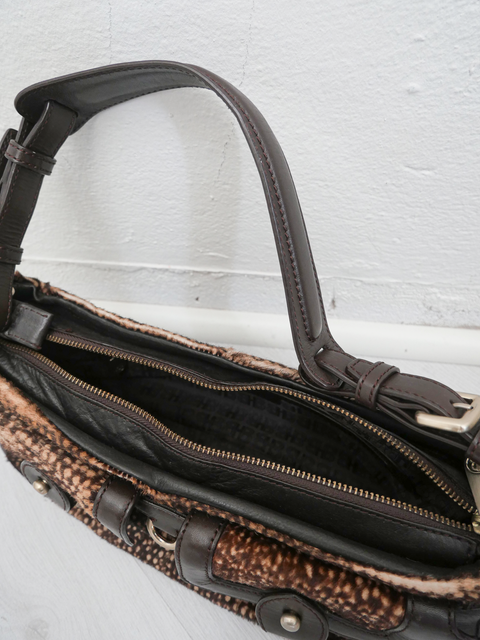 S0169 Hugo Boss fawn pony hair baguette bag