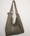 S0164 grey leather chained hobo bag