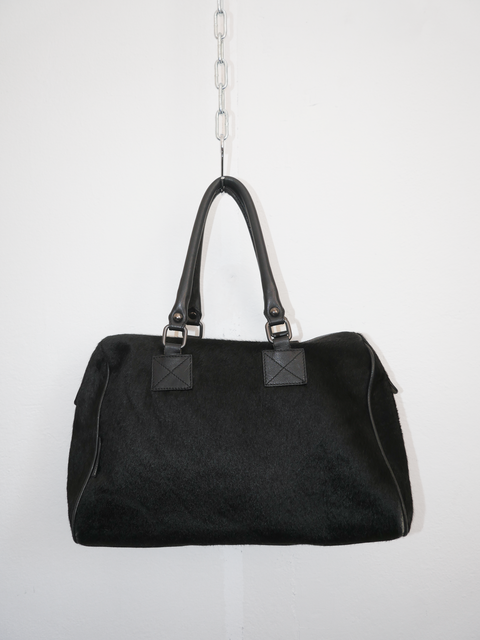 S0167 black pony hair bowling bag