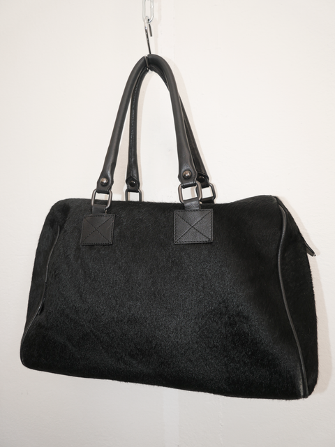 S0167 black pony hair bowling bag