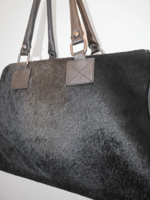 S0167 black pony hair bowling bag