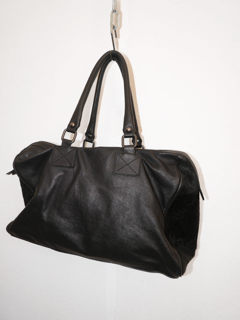 S0167 black pony hair bowling bag