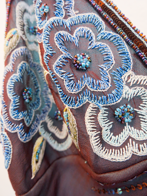 1990's beaded pure silk dress