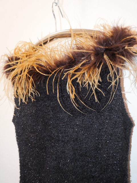 1990's ostrich feather trim top