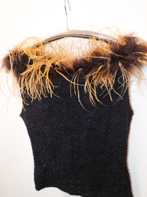 1990's ostrich feather trim top