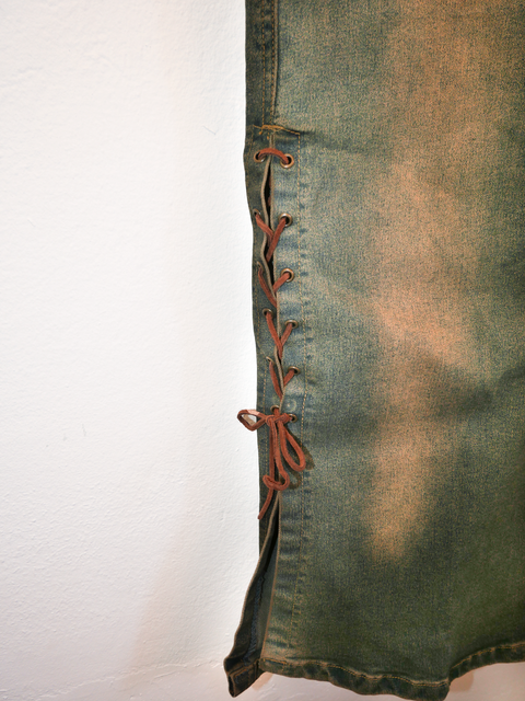 2000's burnt denim skirt