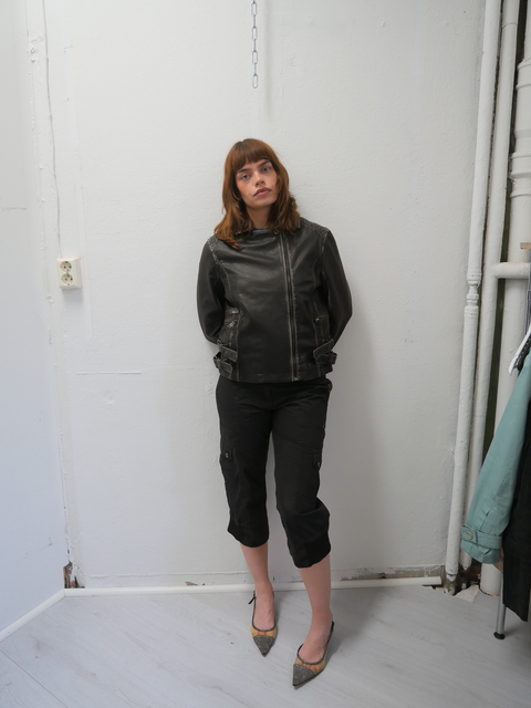 2000's intricately woven leather moto jacket