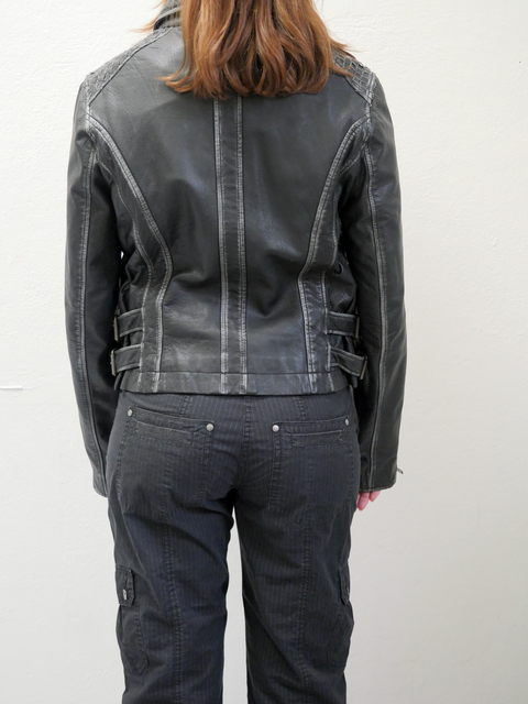 2000's intricately woven leather moto jacket