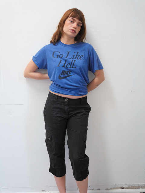 2000's pinstripe cargo capri pants