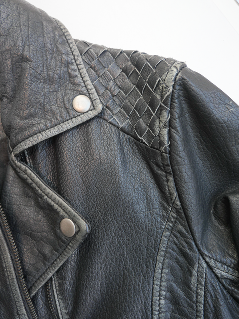 2000's intricately woven leather moto jacket