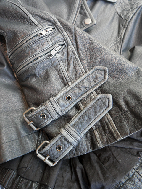 2000's intricately woven leather moto jacket