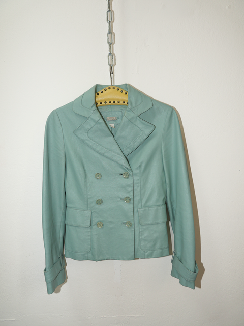 2000’s mint blue leather jacket