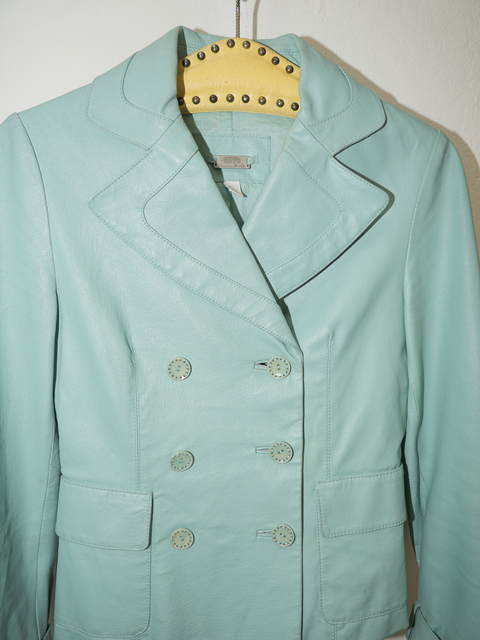 2000’s mint blue leather jacket