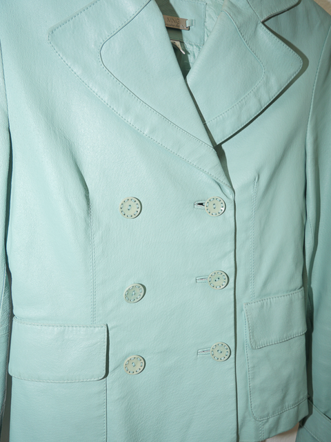 2000’s mint blue leather jacket