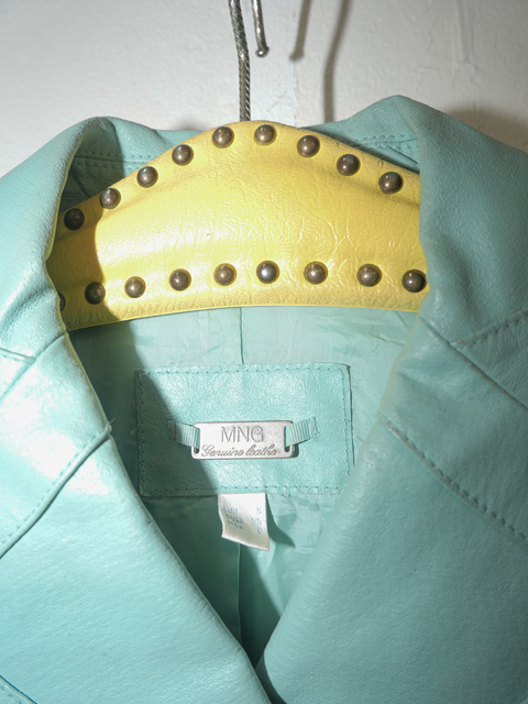 2000’s mint blue leather jacket