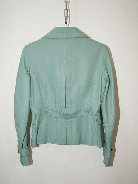 2000’s mint blue leather jacket