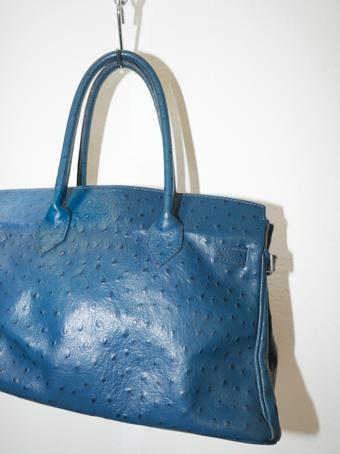 2000's turquoise ostrich firkin bag