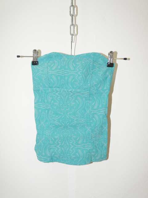 2000's turquoise jacquard bandeau top