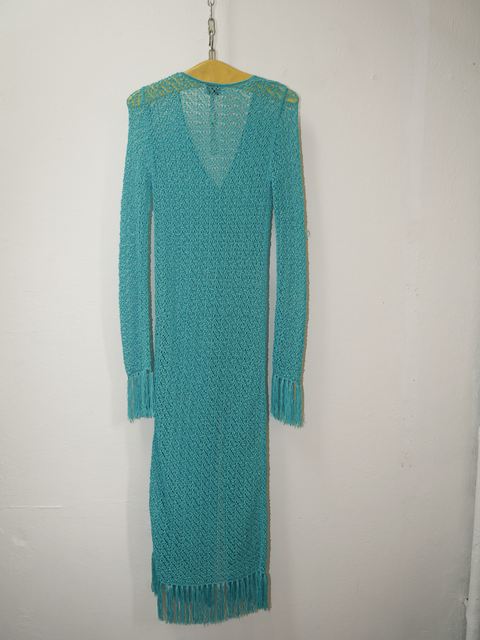 2000’s turquoise crochet maxi cover up