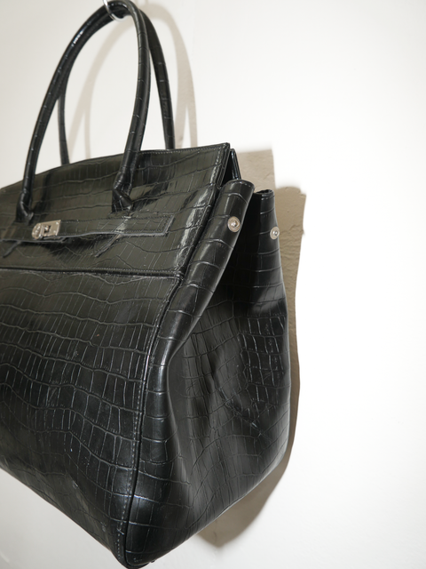 2000's black croco firkin bag