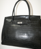 2000's black croco firkin bag