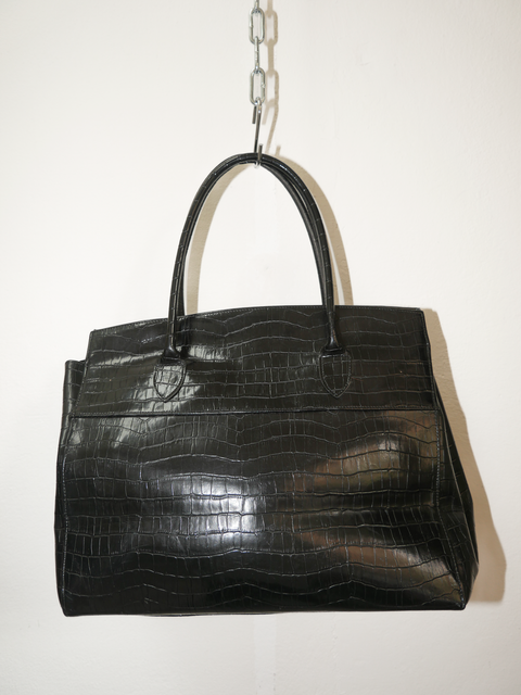 2000's black croco firkin bag