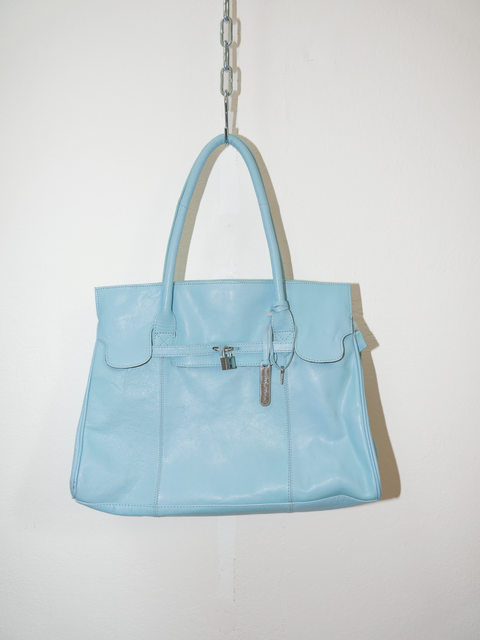 2000's ice blue leather firkin bag