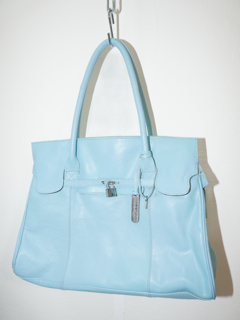 2000's ice blue leather firkin bag