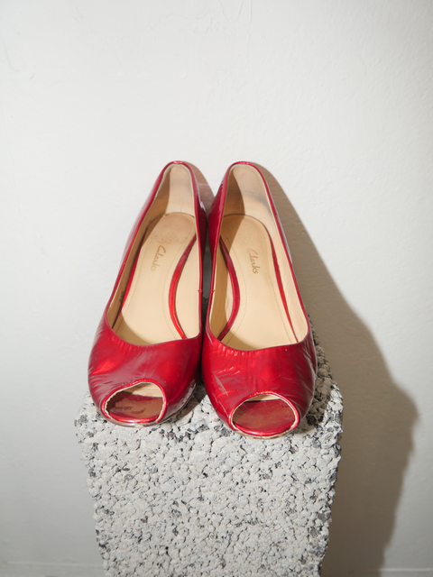 2000’s red jelly wedge heels