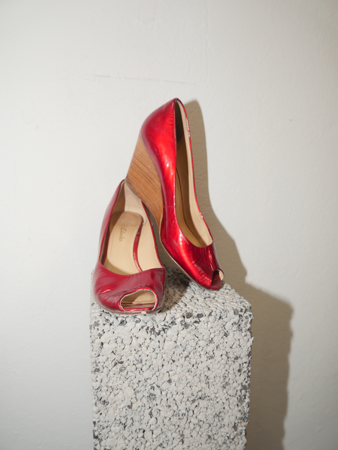 2000’s red jelly wedge heels