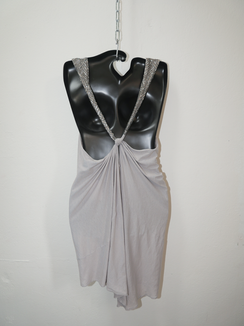 2000's draped embellished back dress