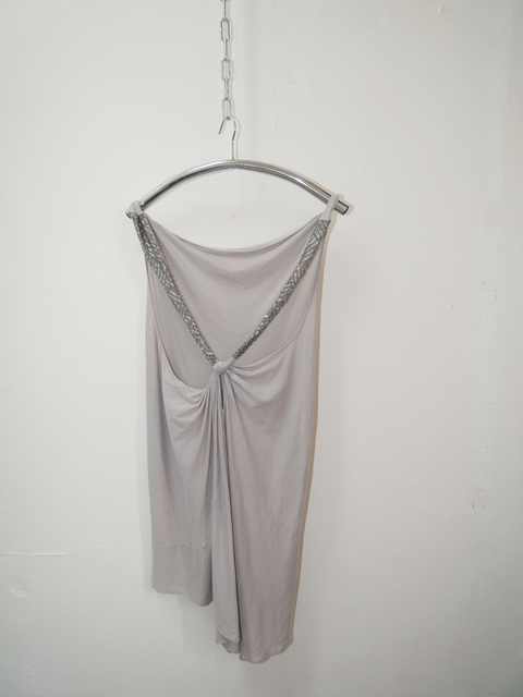 2000's draped embellished back dress
